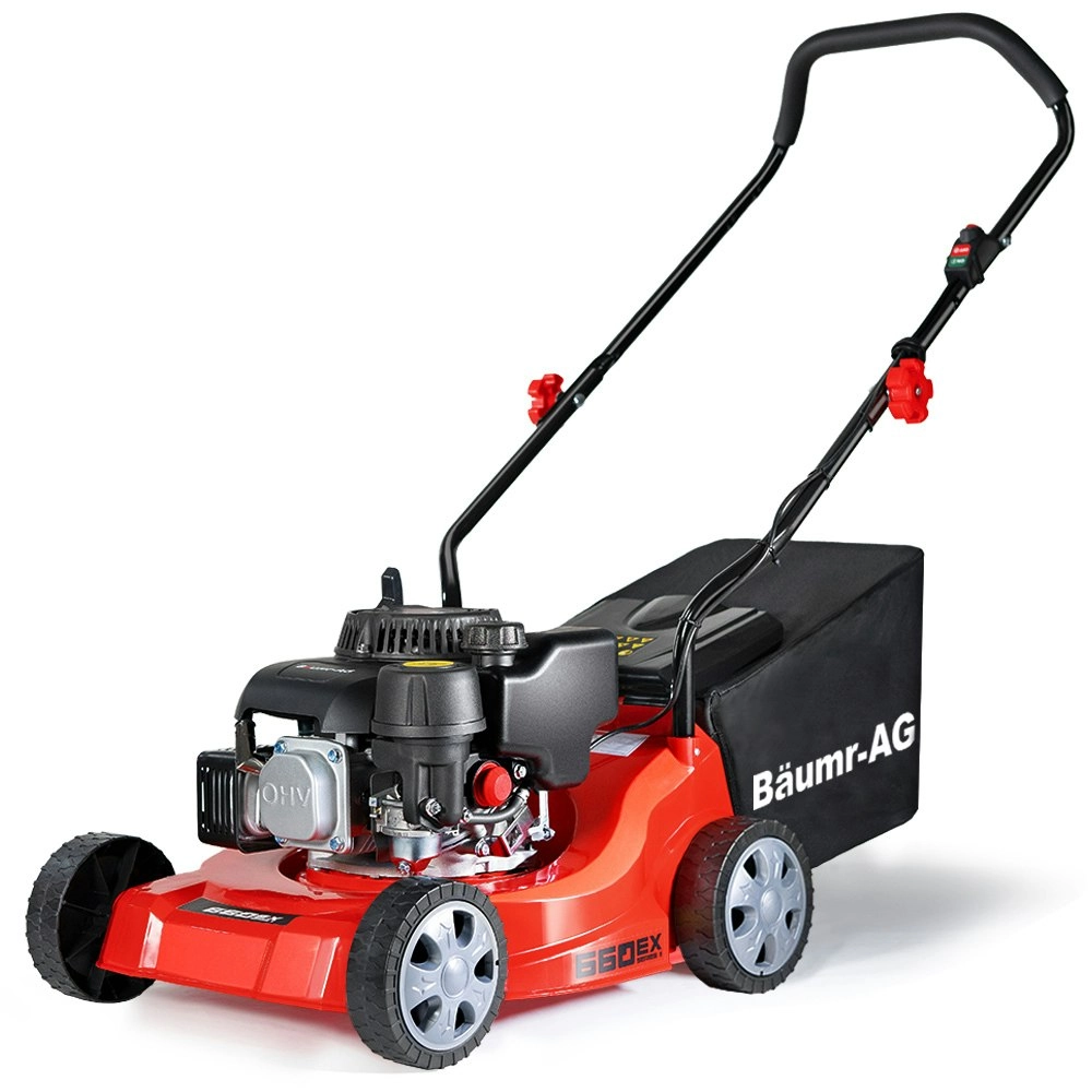 Baumr-AG Lawn Mower 139CC 16 Inch Petrol Powered Hand Push Engine Lawnmower 16 Inch Catch, 4 Stroke