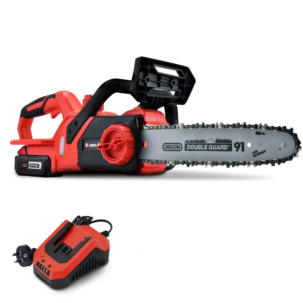 Baumr-AG 20V 12 Inch Electric Cordless Chainsaw 4Ah Lithium Battery Pruner Cutter 12 Inch Oregon Bar Saw