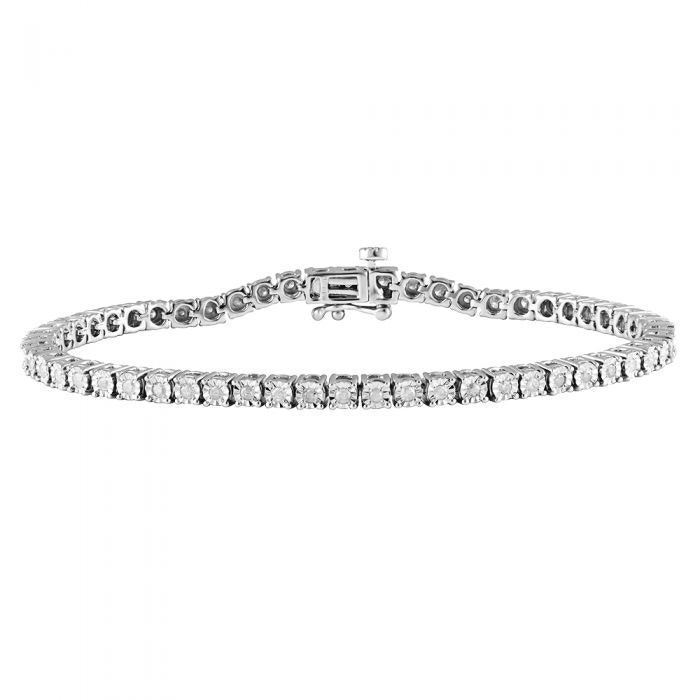 Silver 0.95 Carat Diamond Tennis Bracelet 18.5cm