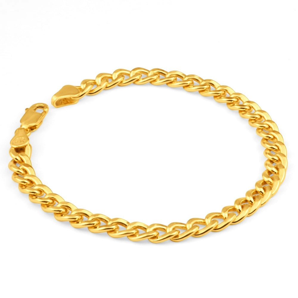 9ct Yellow Gold Copperfilled 19cm Curb Bracelet 150Gauge