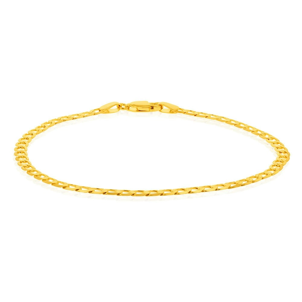 9ct Yellow Gold Superflat Light 80 Gauge Curb 19cm Bracelet