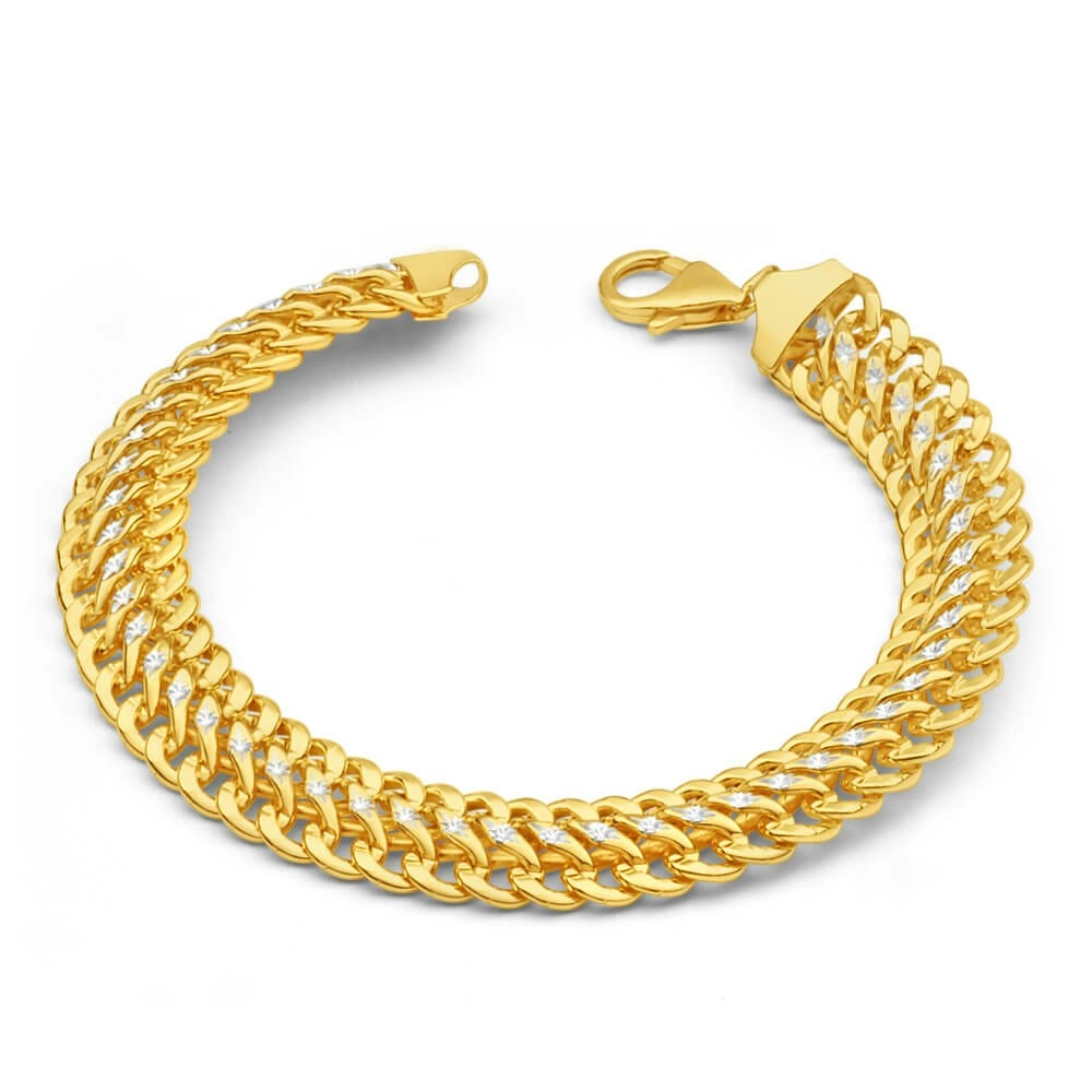 9ct Yellow Gold Silver Filled Mesh Figure 8 Two Tone 19cm Fancy Bracelet