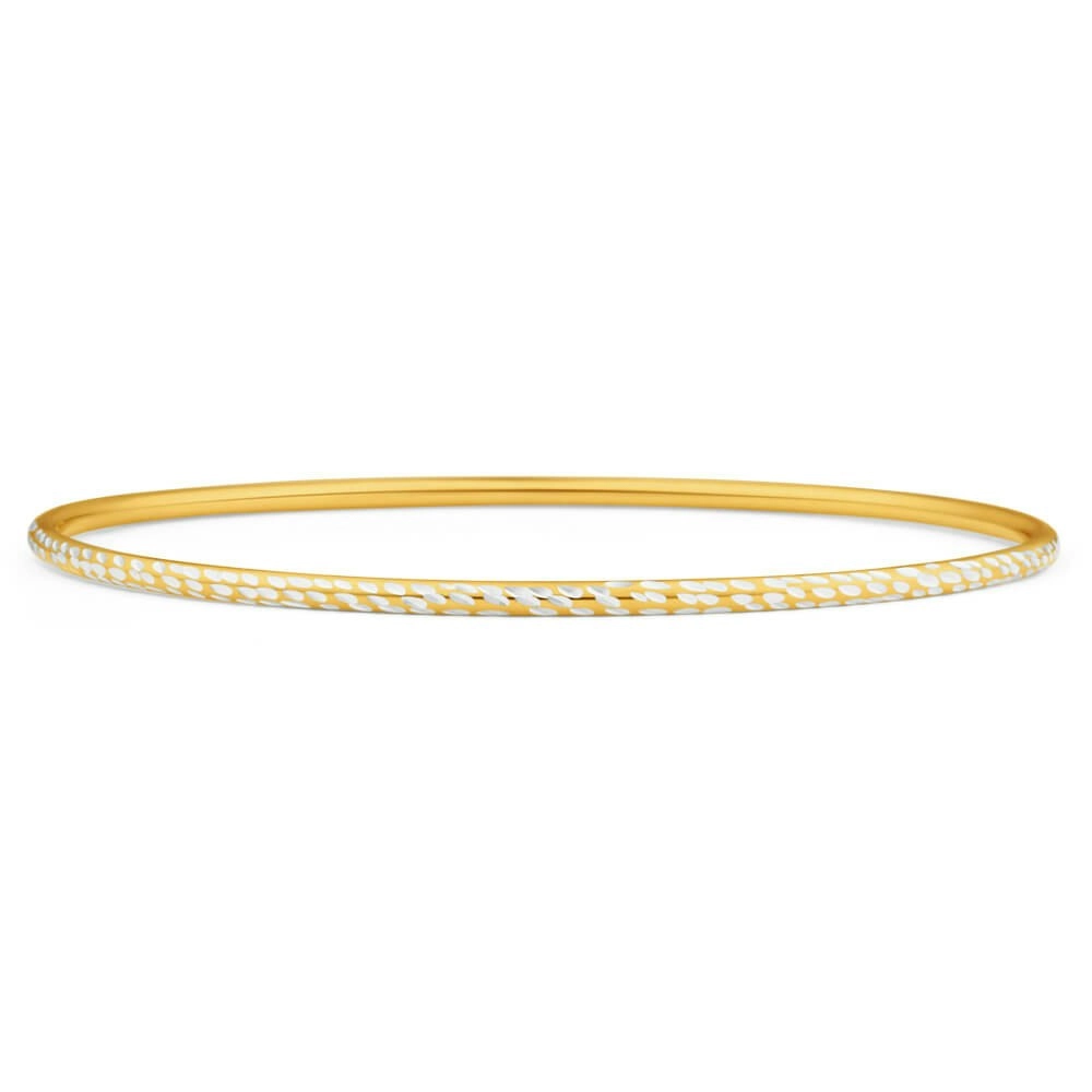 9ct Yellow Gold Silver Filled 2mm By 65mm Bangle