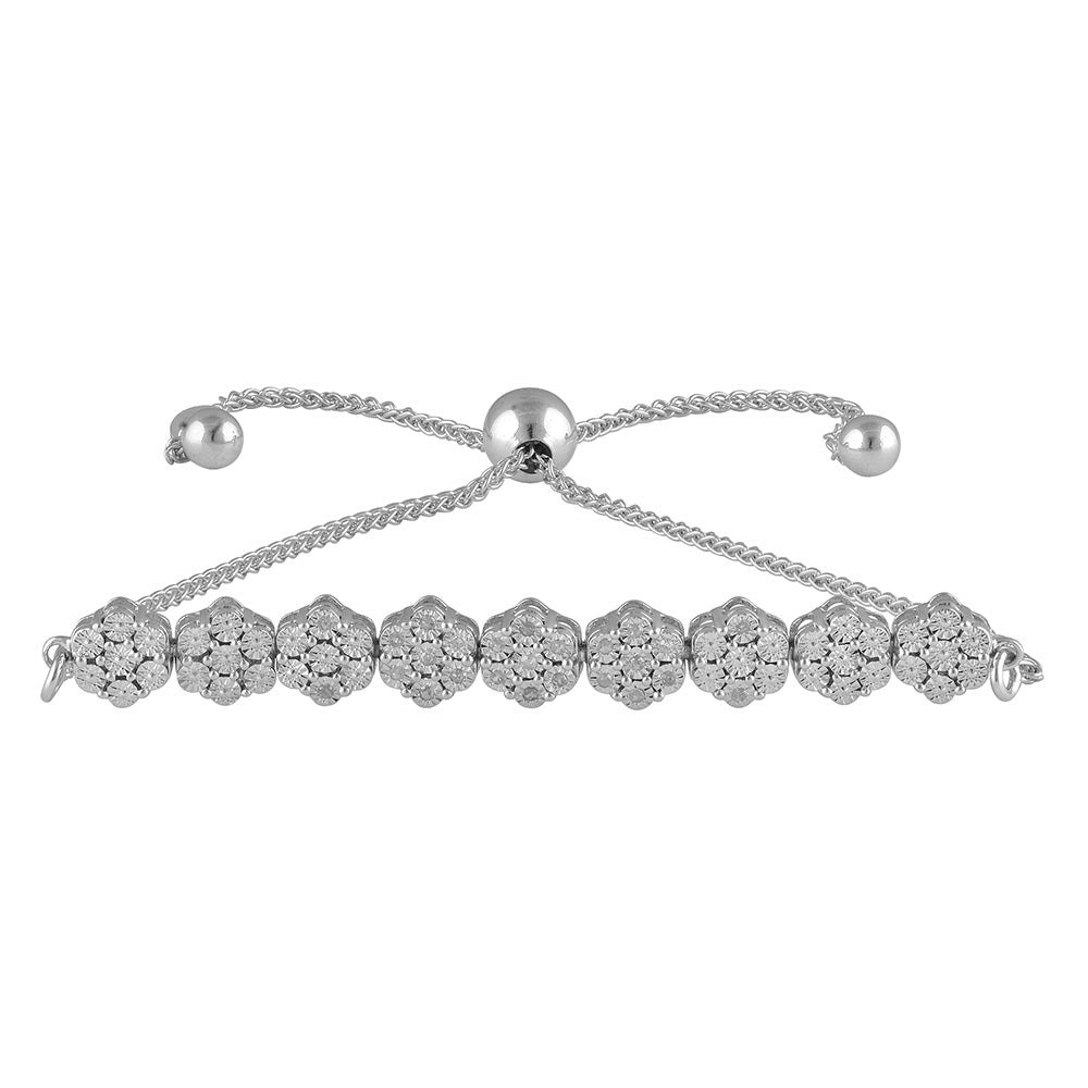 Sterling Silver 25 Diamond Slider Bracelet