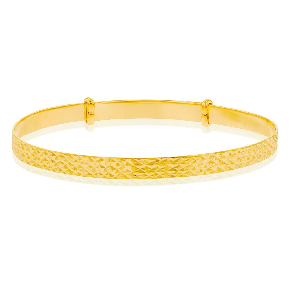 9ct Yellow Gold Expandable Diamond Cut Baby Bangle