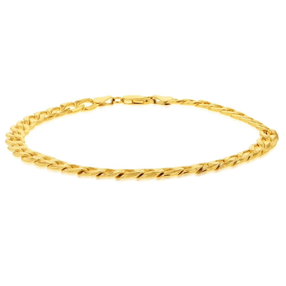 9ct Yellow Gold Copperfilled Curb 150 Gauge 22cm Bracelet