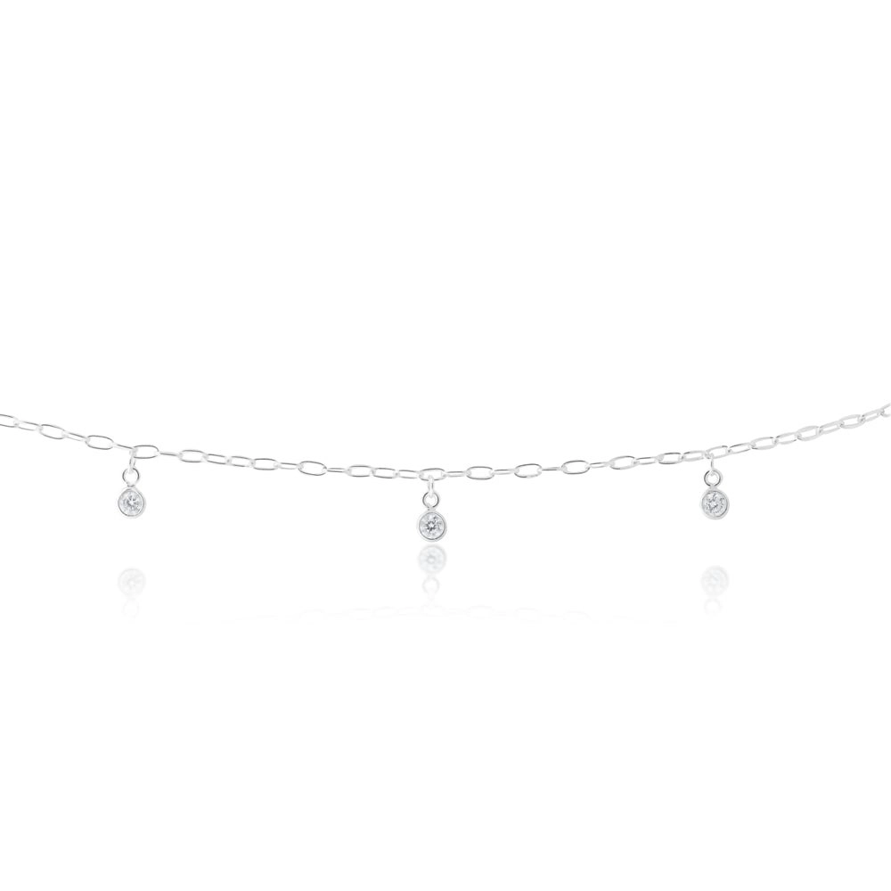 Sterling Silver Multi Bead Drop 25cm Anklet