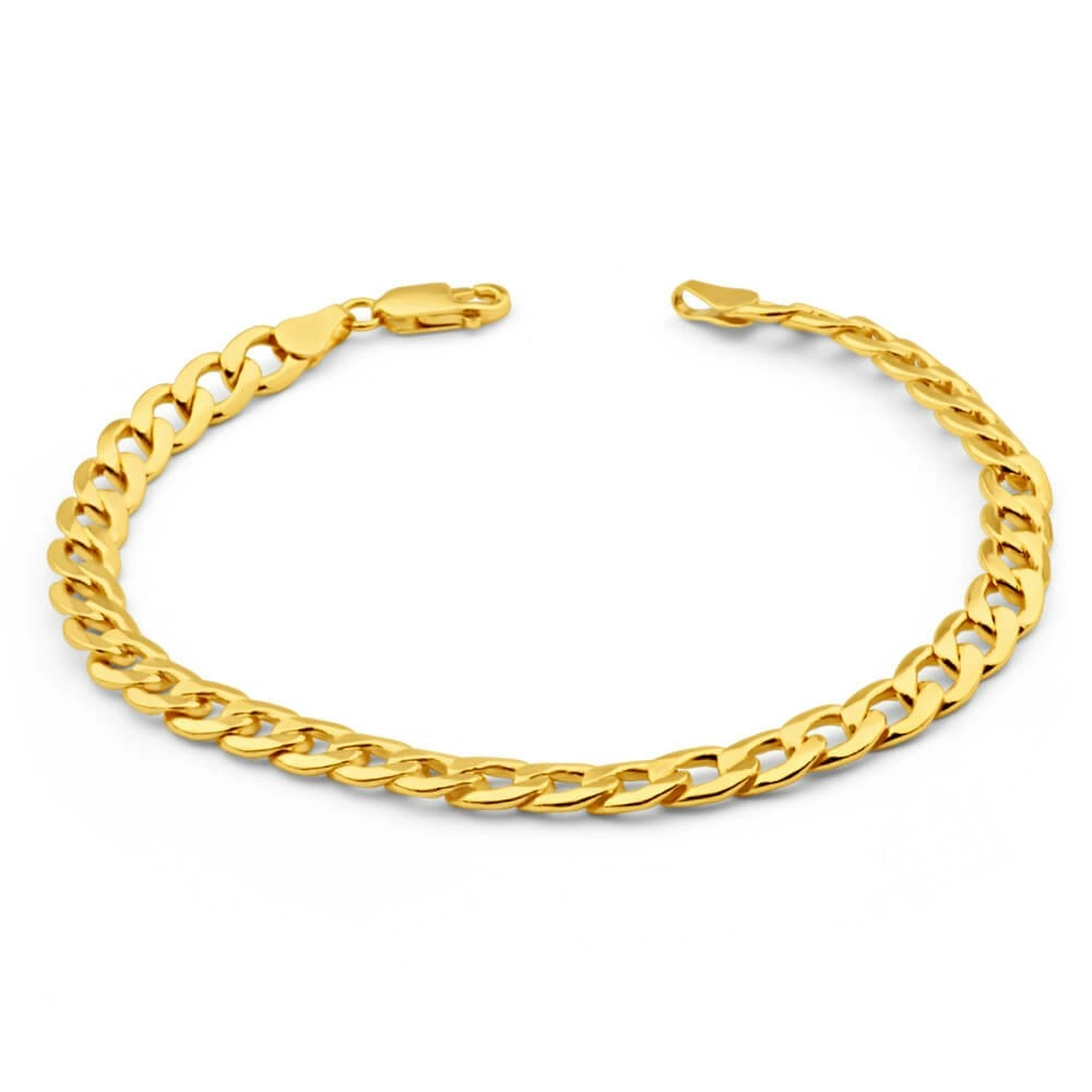 9ct Yellow Gold Copperfilled 21cm Curb Bracelet 150 Gauge