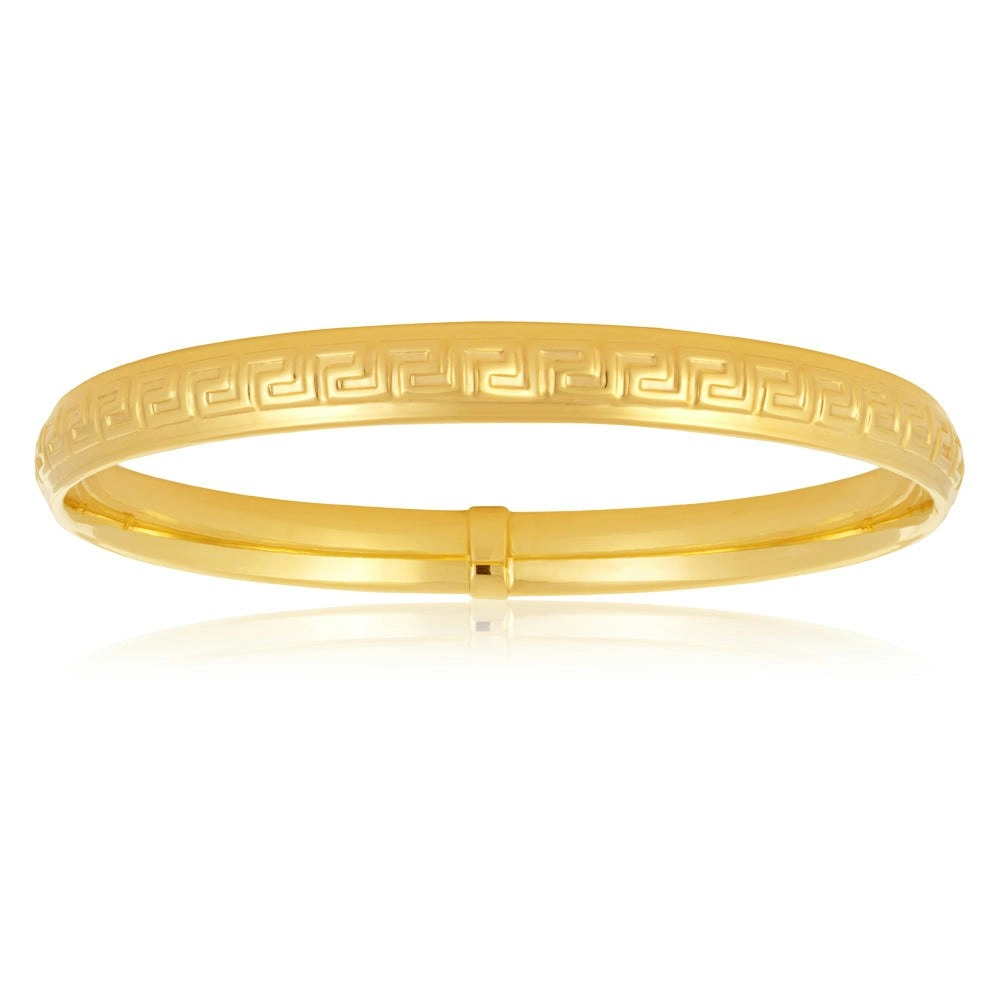 Silverfilled 9ct Yellow Gold Greek Key Bangle