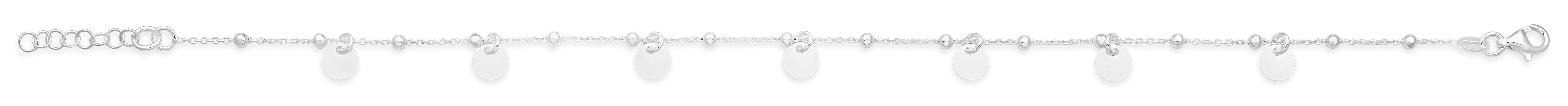 Sterling Silver 25cm Multi Disc Charm Anklet