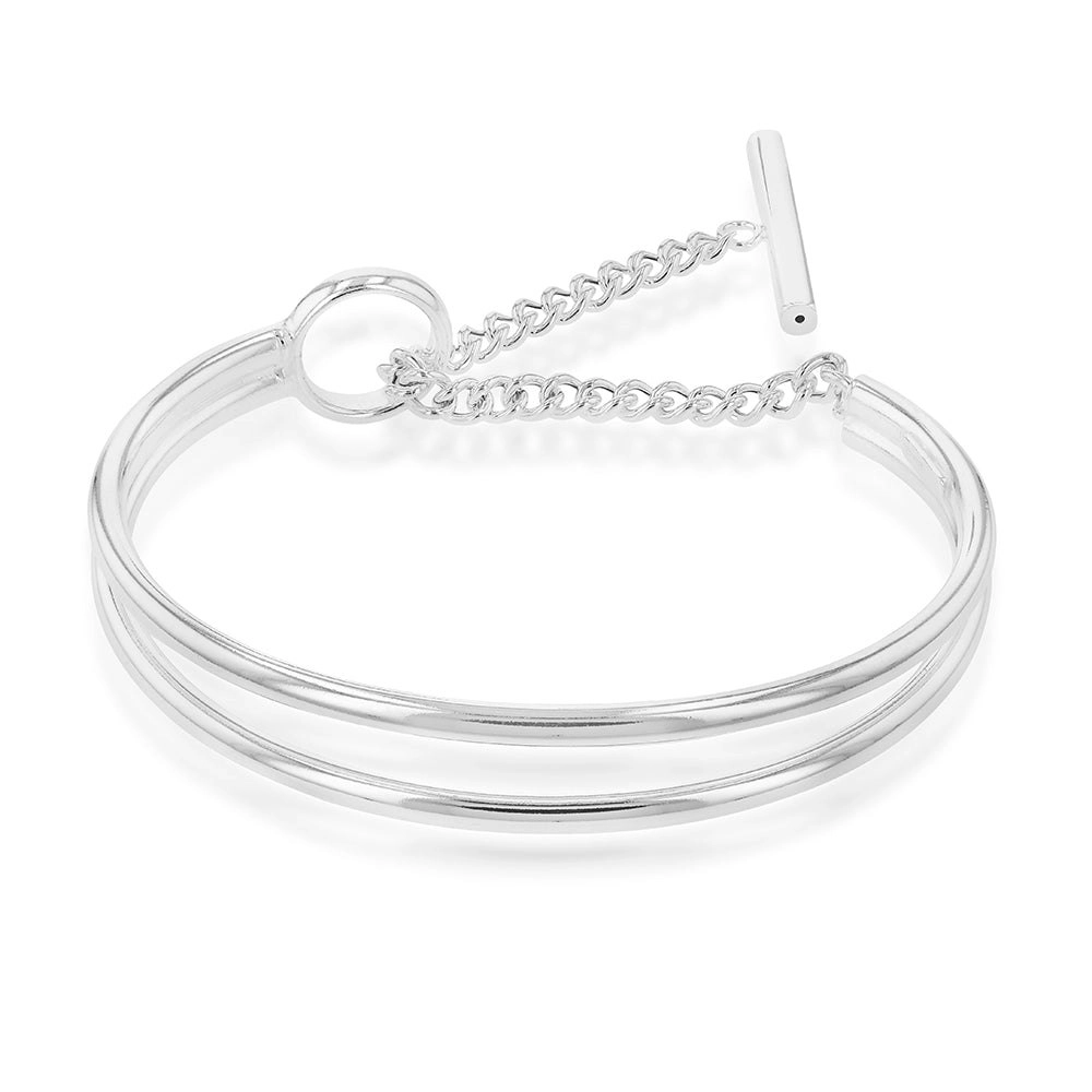 Sterling Silver Open 2 Bar Bangle