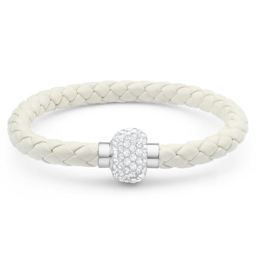 Stainless Steel Crystal Magnetic White Fancy Bracelet