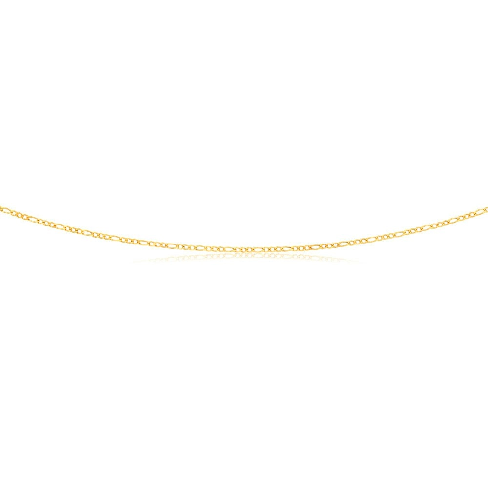 9ct Yellow Gold 3:1 Figaro 45cm Chain 40Gauge