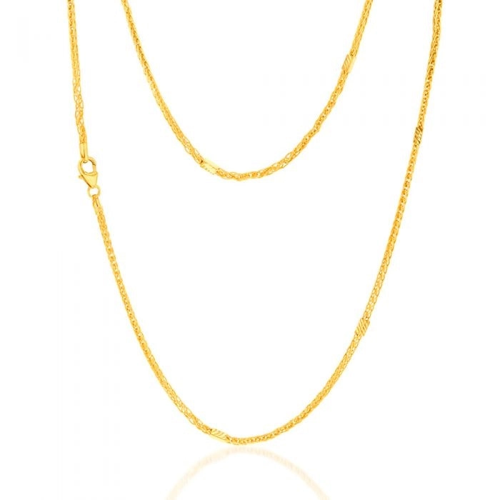 9ct Yellow Gold Silverfilled Wheat 45cm Chain