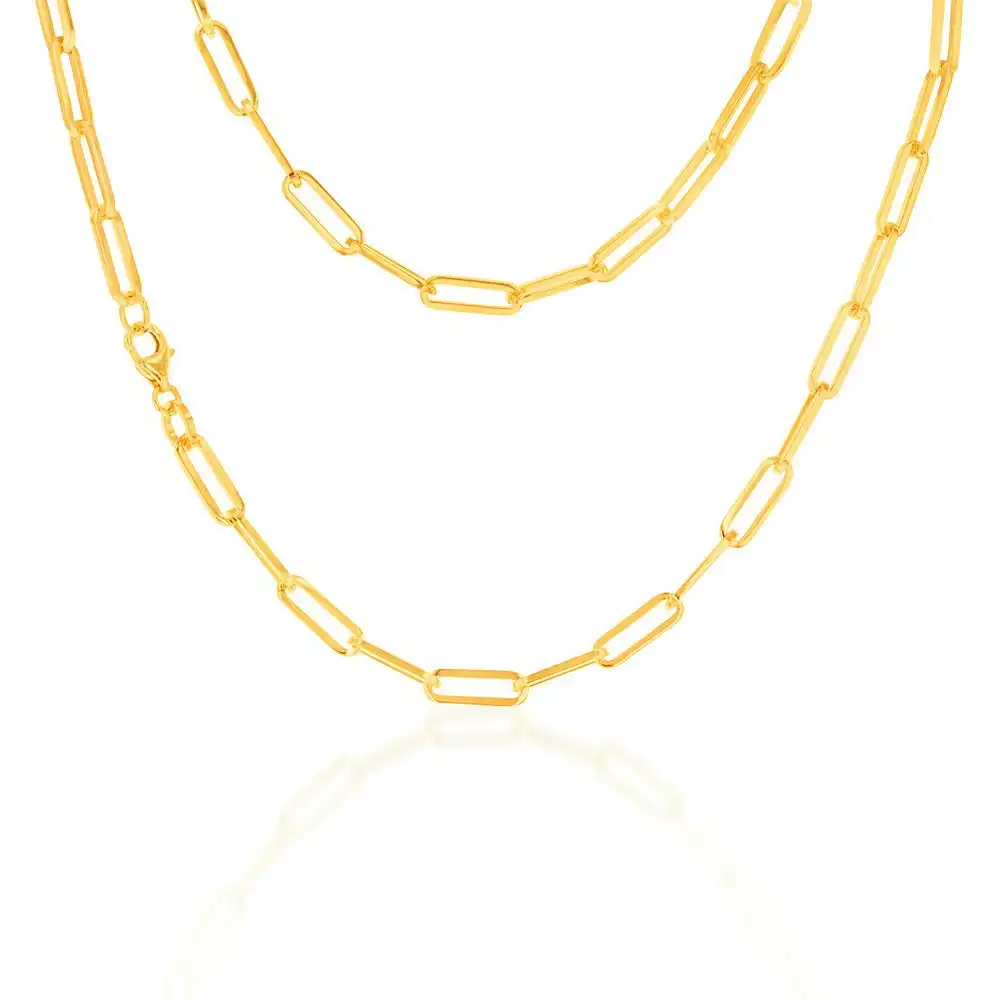 9ct Yellow Gold Silverfilled Paperclip 45cm Chain