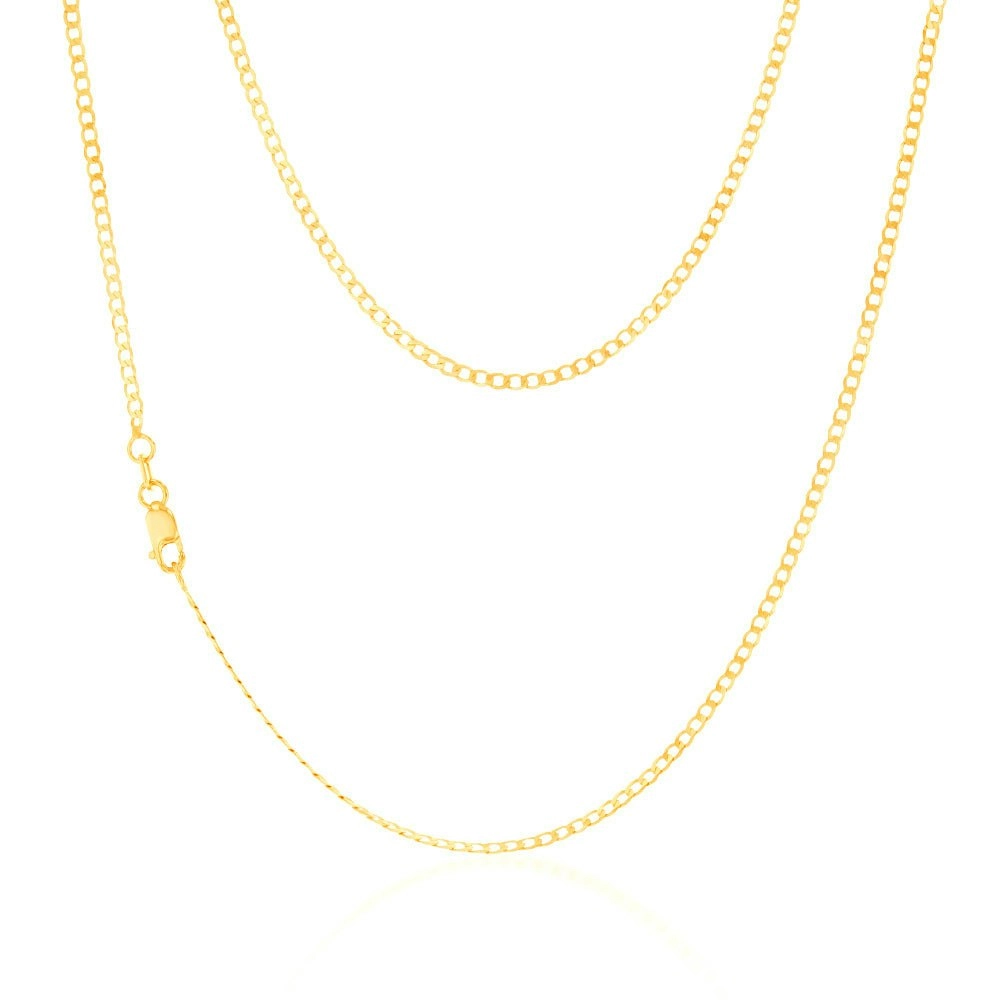 9ct Yellow Gold Superflat Light 50 Gauge Curb 40cm Chain