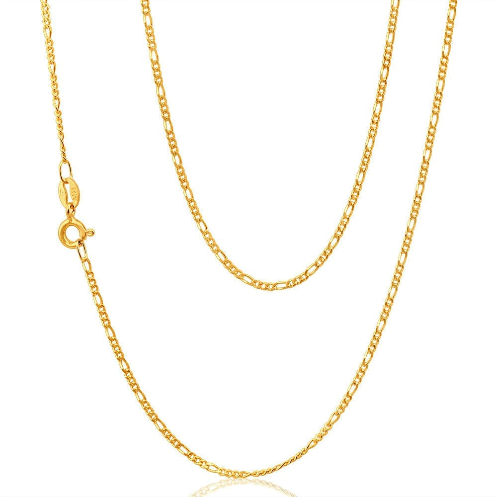 9ct Yellow Gold Figaro 1:3 70cm Chain 40Gauge