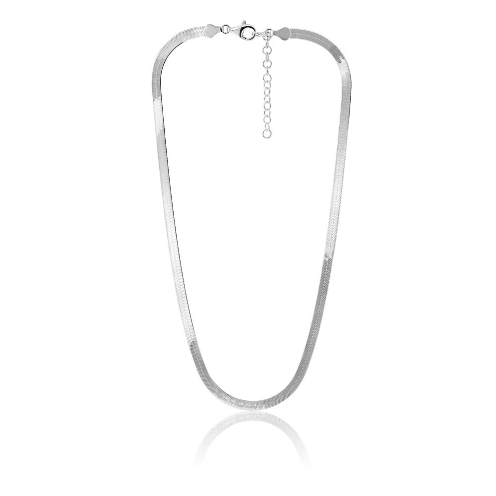 Sterling Silver 5mm Wide 46cm Flat Herringbone Necklet