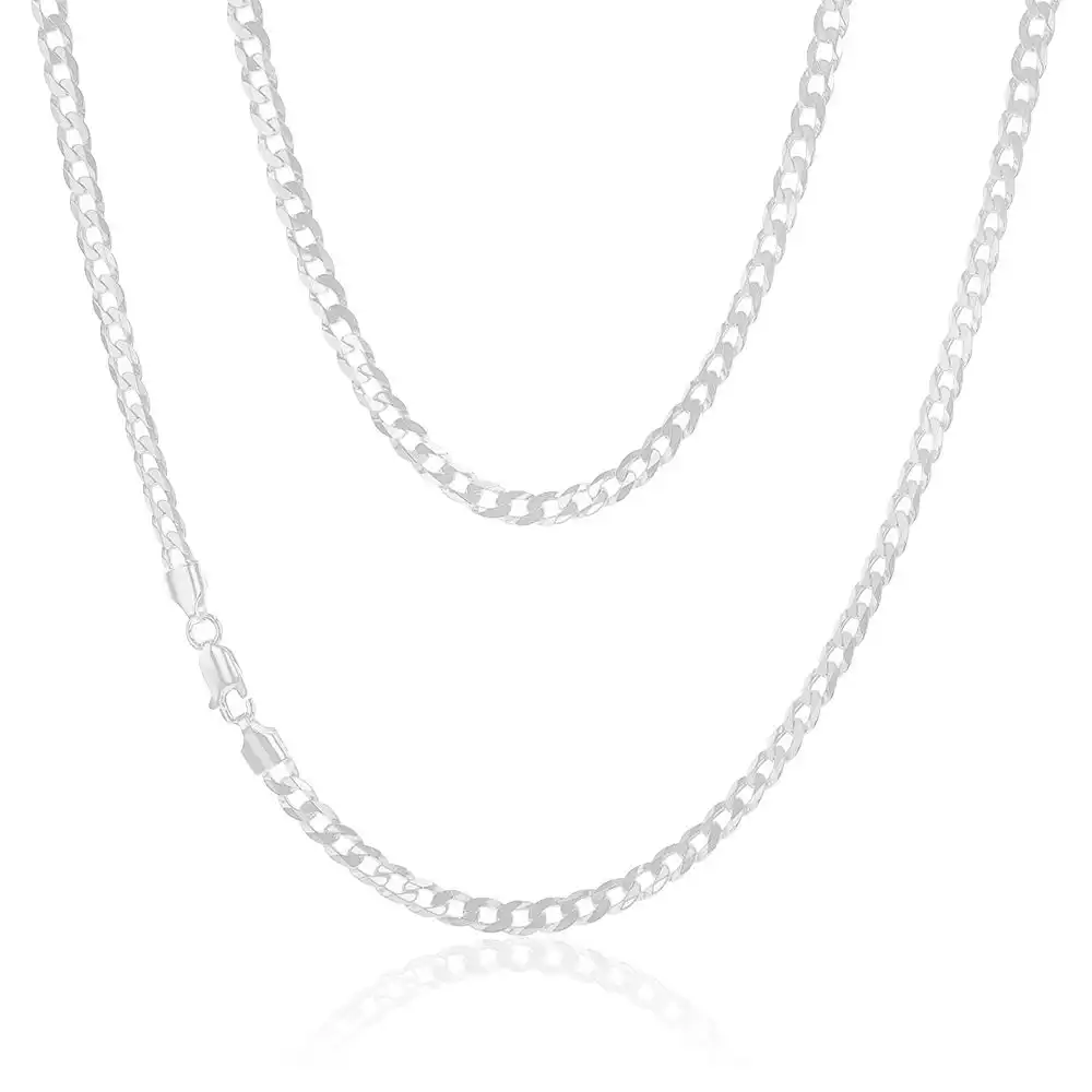 Sterling Silver Bevelled Curb 120Gauge 55cm Chain