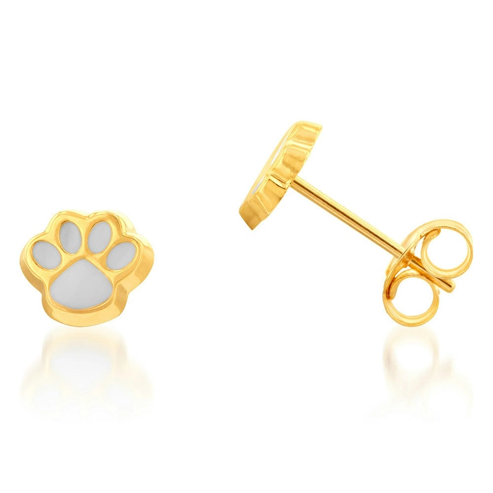 9ct Yellow Gold Paw Mark Stud Earrings