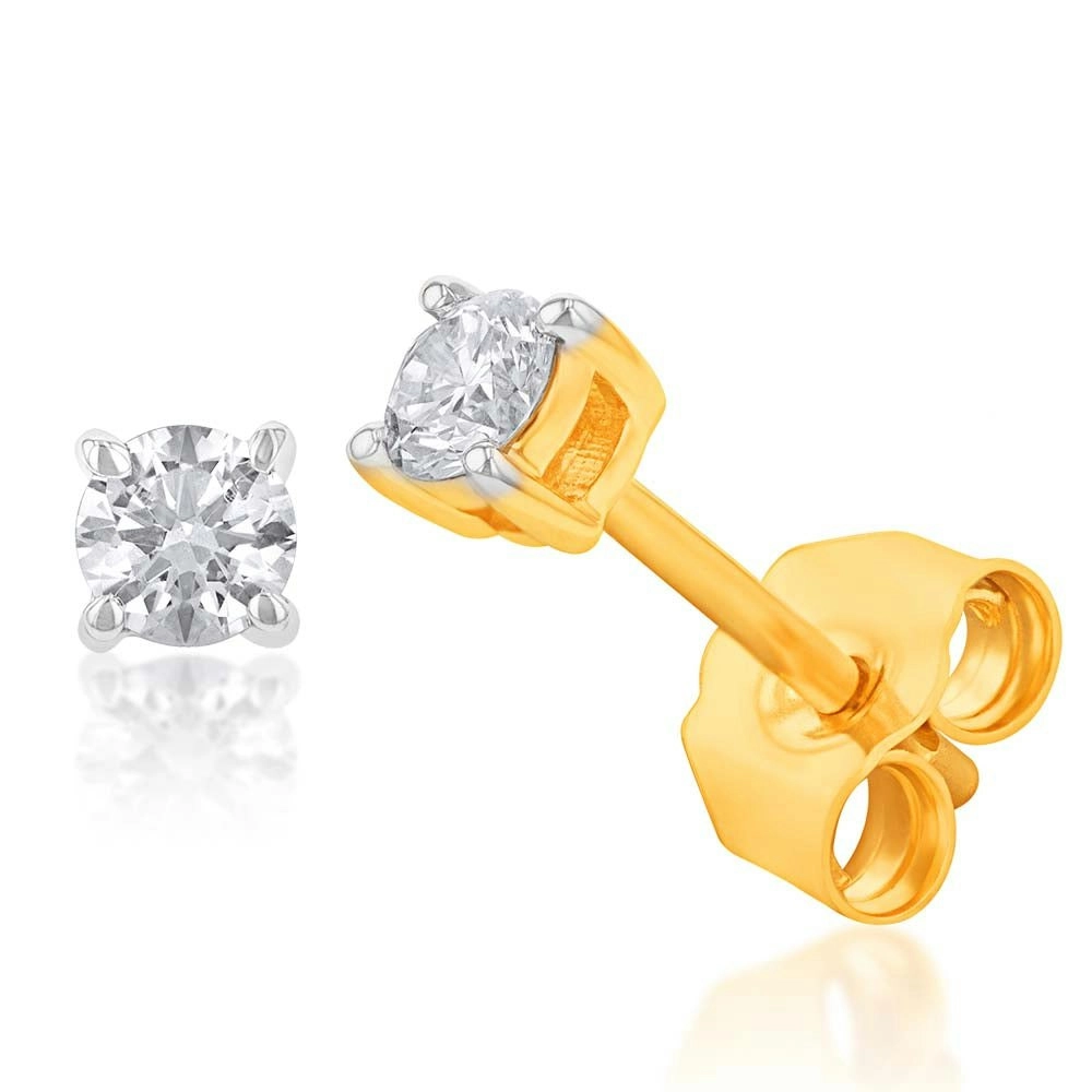 Luminesce Lab Grown Diamond Solitiaire Classic 1/5 Carat Stud Earring 9ct Yellow Gold