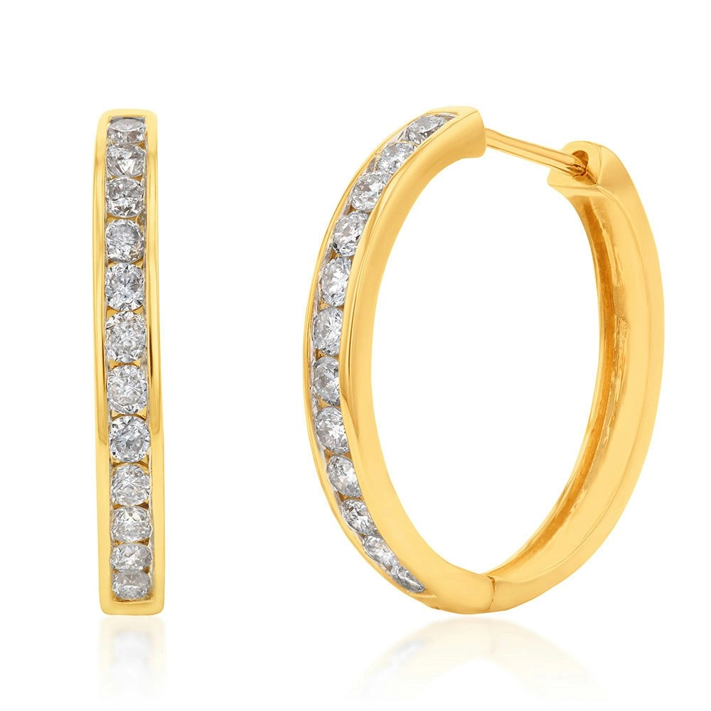 Luminesce Lab Grown 1 Carat Diamond Hoop Earring in 9ct Yellow Gold