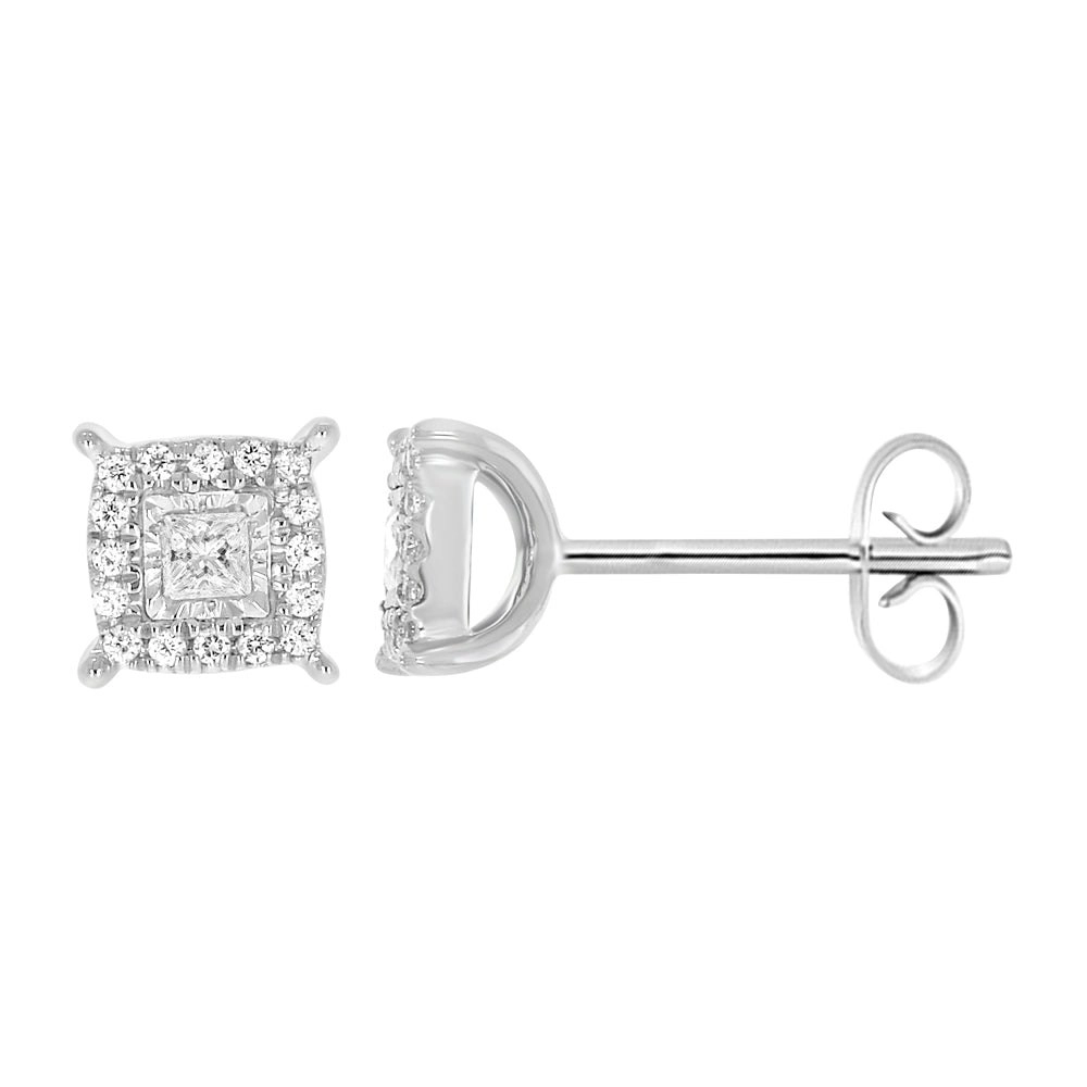 9ct White Gold Beautiful 1/5 Carat Diamond Stud Earrings