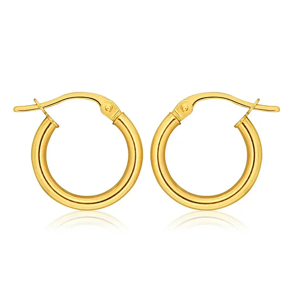 9ct Yellow Gold Plain Hoop 10mm European made