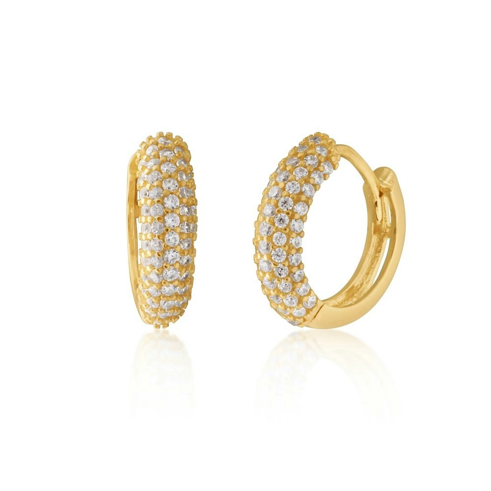 9ct Yellow Gold Cubic Zirconia Huggies Hoop Earrings