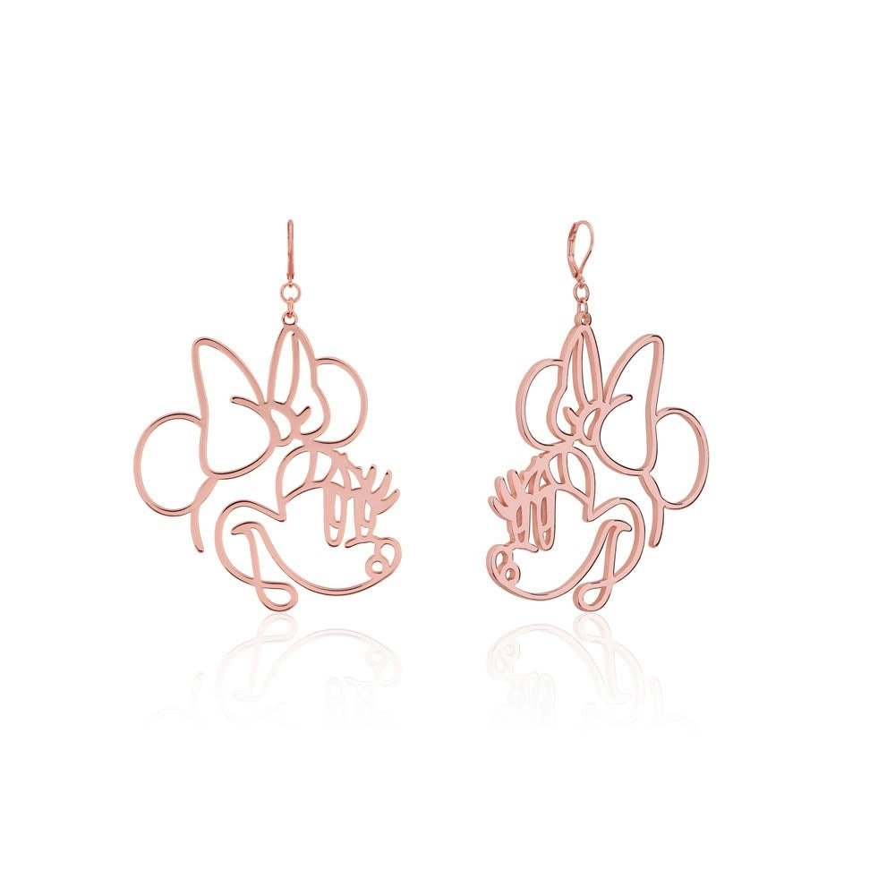 Disney Rose Gold Plated Stainless Steel Minnie Mouse Wire Style 50mm Drop Earrings