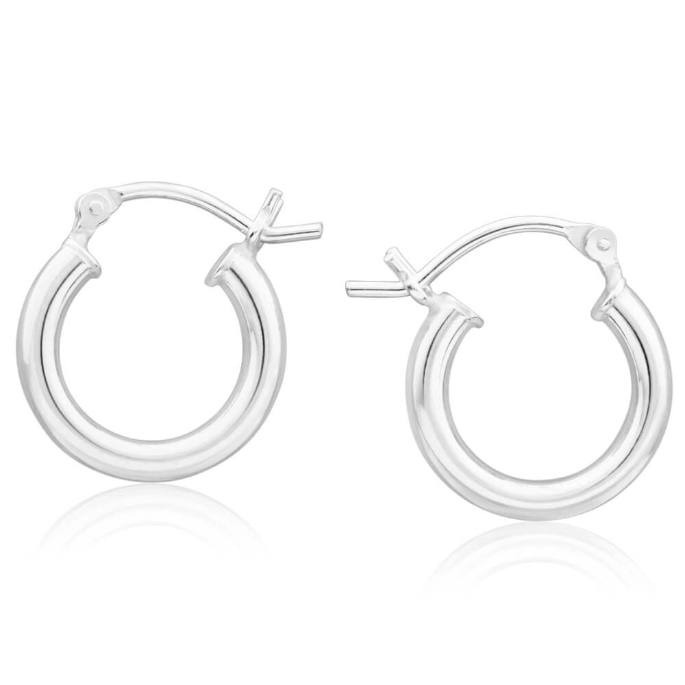 Sterling Silver 16mm Plain Hoop Earrings