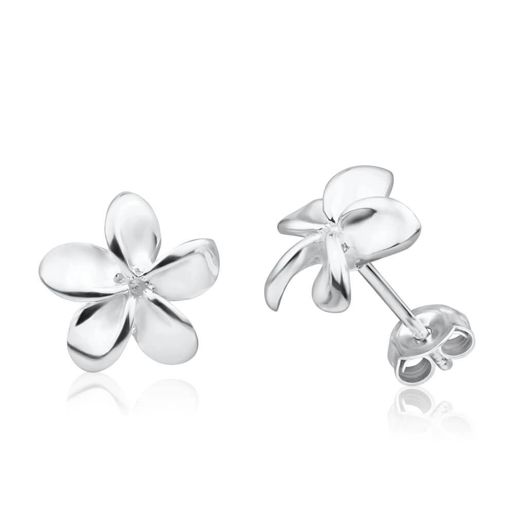 Sterling Silver Frangipani Stud Earrings