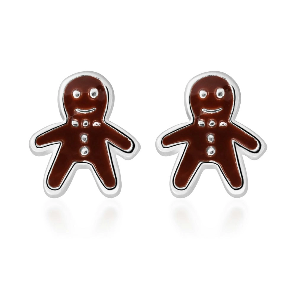 Sterling Silver Christmas Gingerbread Man Studs