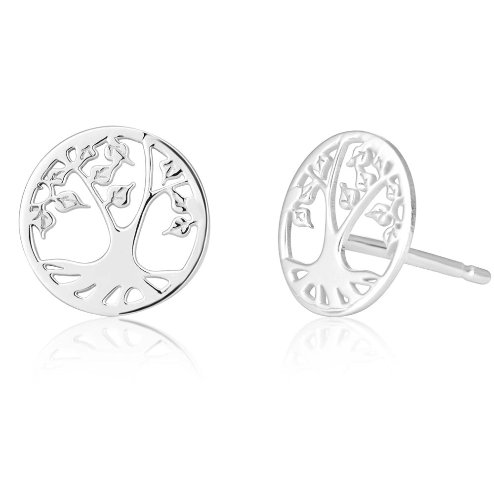 Sterling Silver Tree Of Life 10mm Stud Earrings