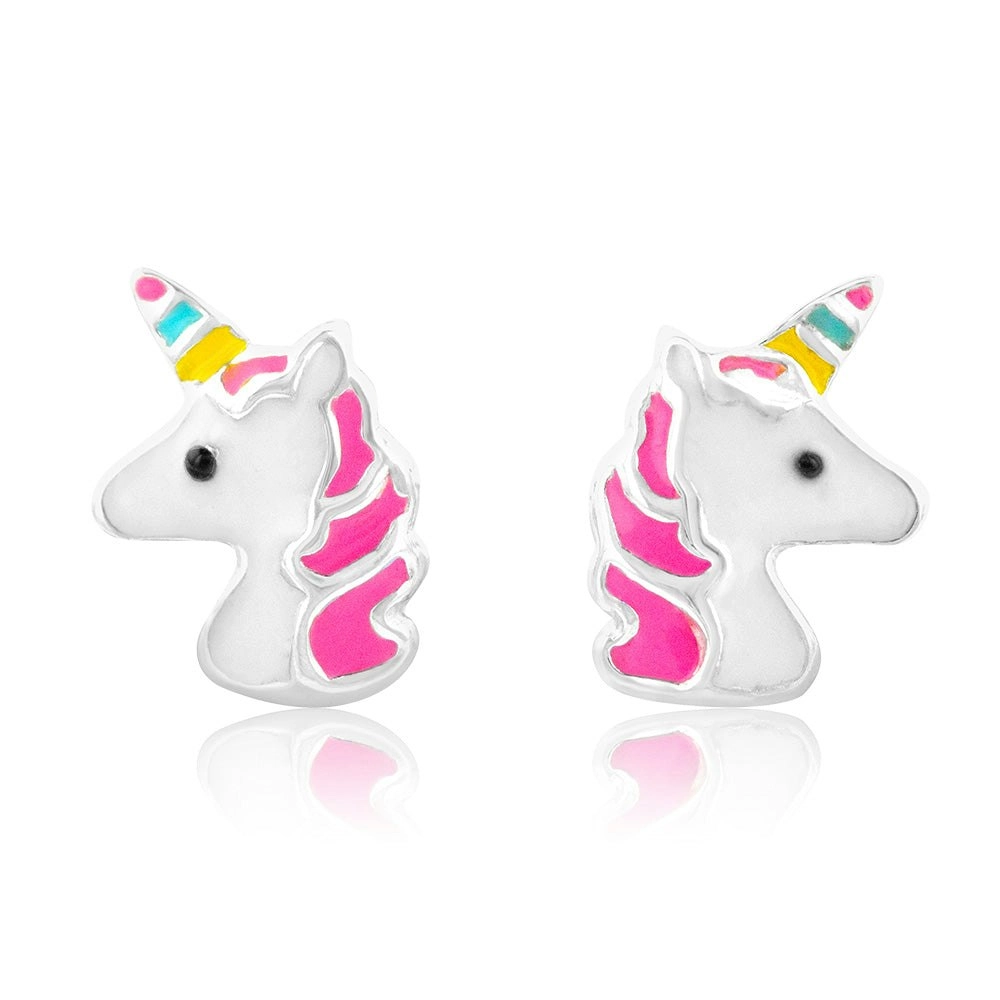 Sterling Silver Unicorn Stud Earrings