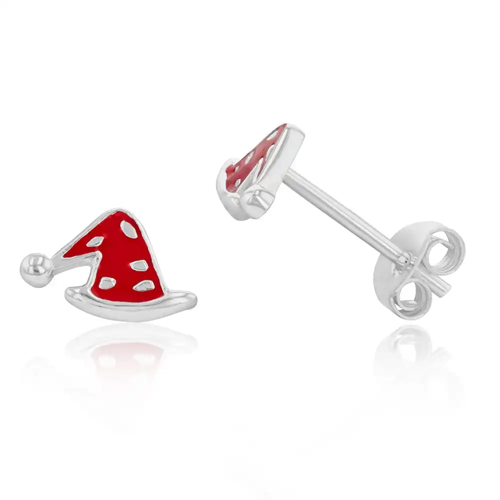 Sterling Silver Christmas Santa Hat Stud Earrings