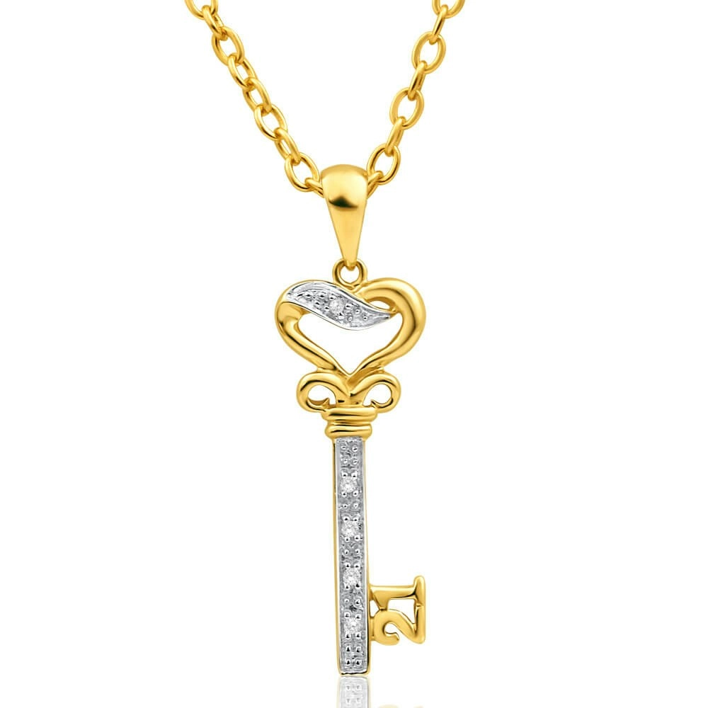 9ct Yellow Gold Diamond Set '21' Key Pendant