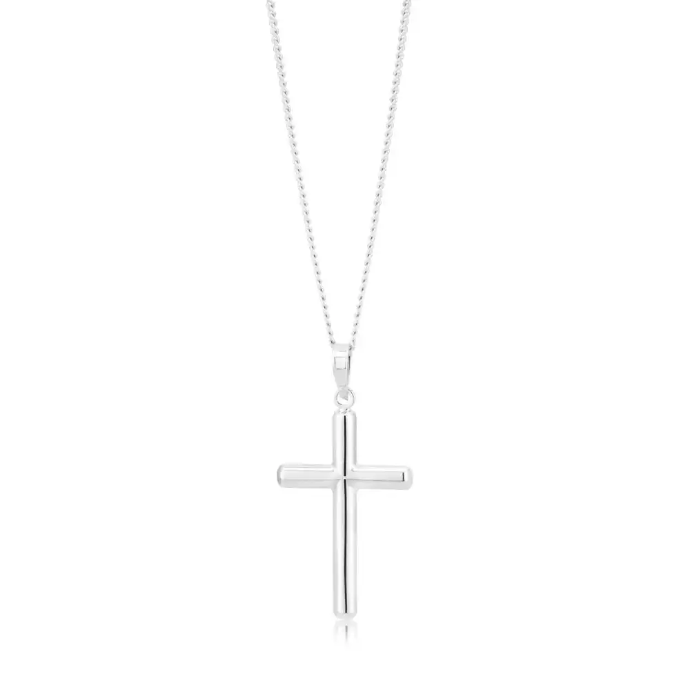 9ct White Gold Plain Cross Pendant