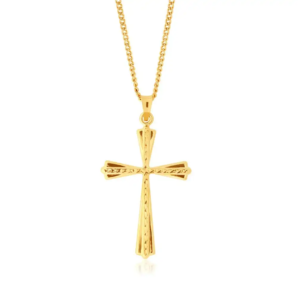 9ct Yellow Gold Fancy Cross Pendant