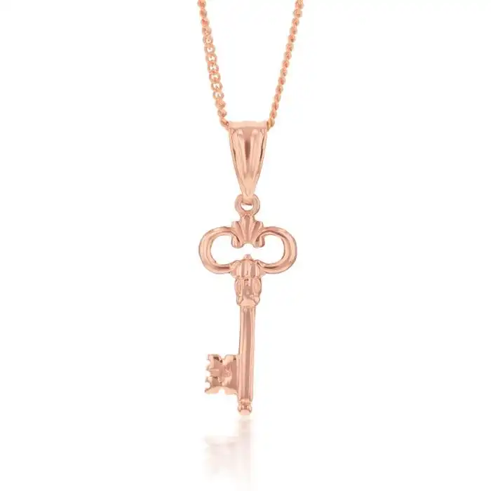 9ct Rose Gold Antique Key Pendant