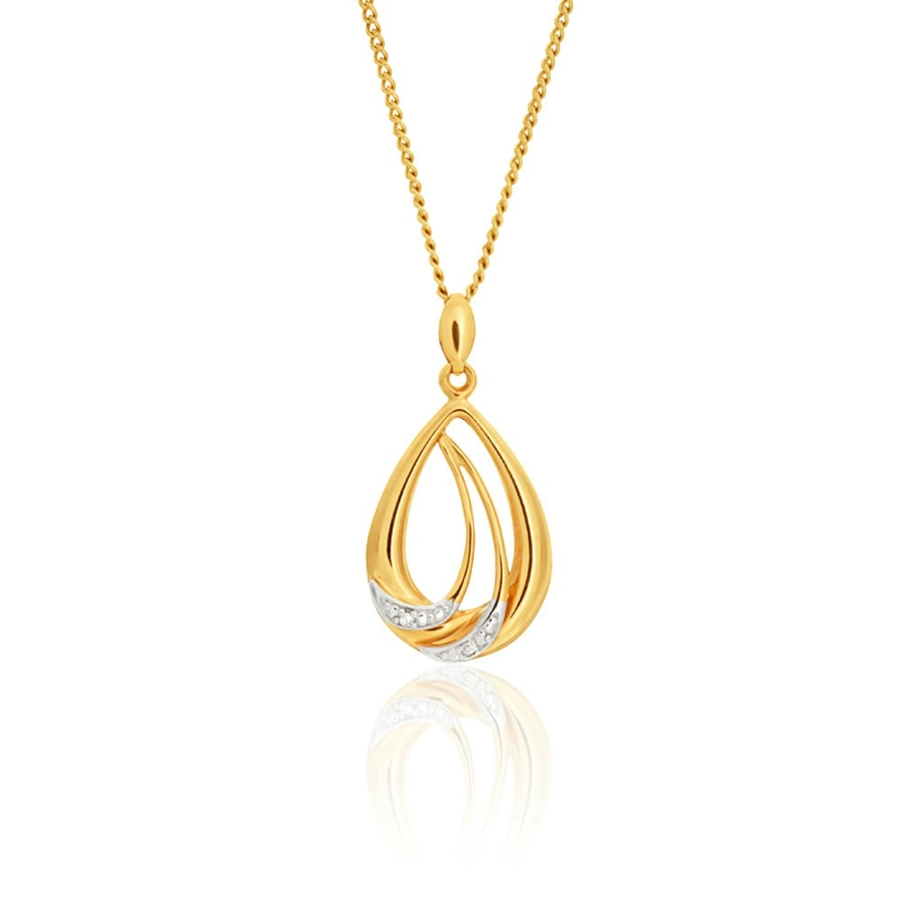 9ct Yellow Gold Diamond Pendant Set with 2 Brilliant Diamonds