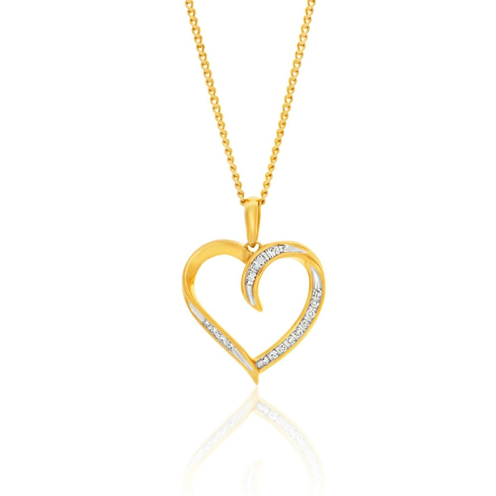 9ct Yellow Gold Diamond Pendant Set with 21 Brilliant Diamonds