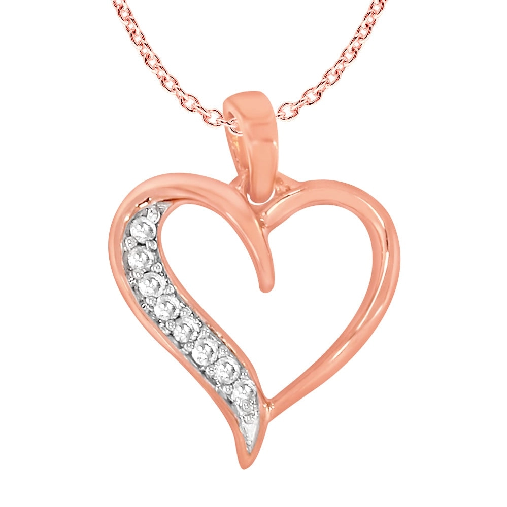 9ct Rose Gold Diamond Pendant With 45cm Chain