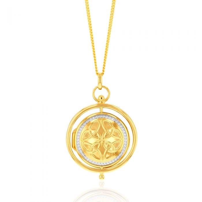 9ct Two Tone Gold Spinner Locket Pendant