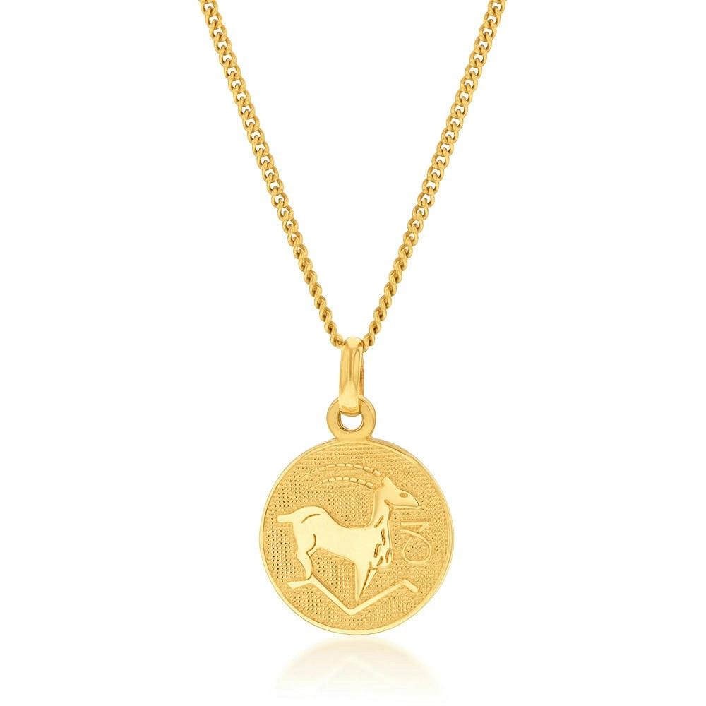 9ct Yellow Gold Capricorn Pendant