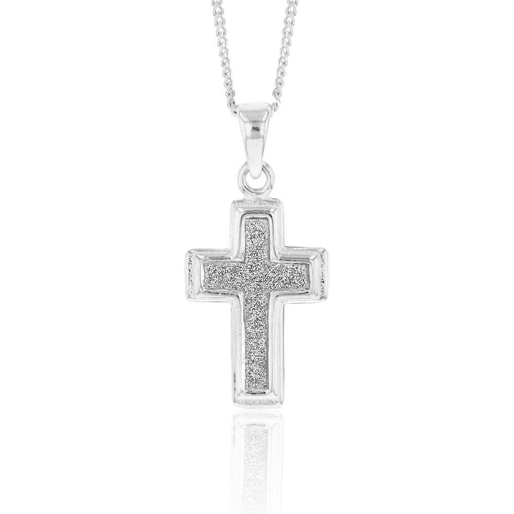 Sterling Silver 20mm Stardust Cross Pendant