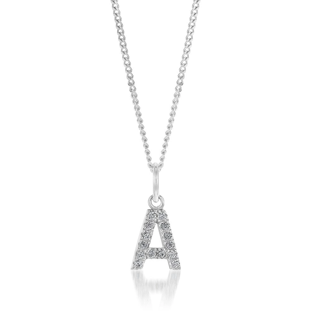 Sterling SilverCubic Zirconia Initial "A" Pendant