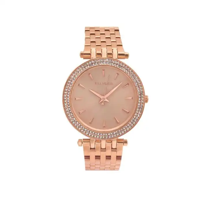 Ellis & Co Skye Rose Gold Tone Stainless Steel Womens Watch