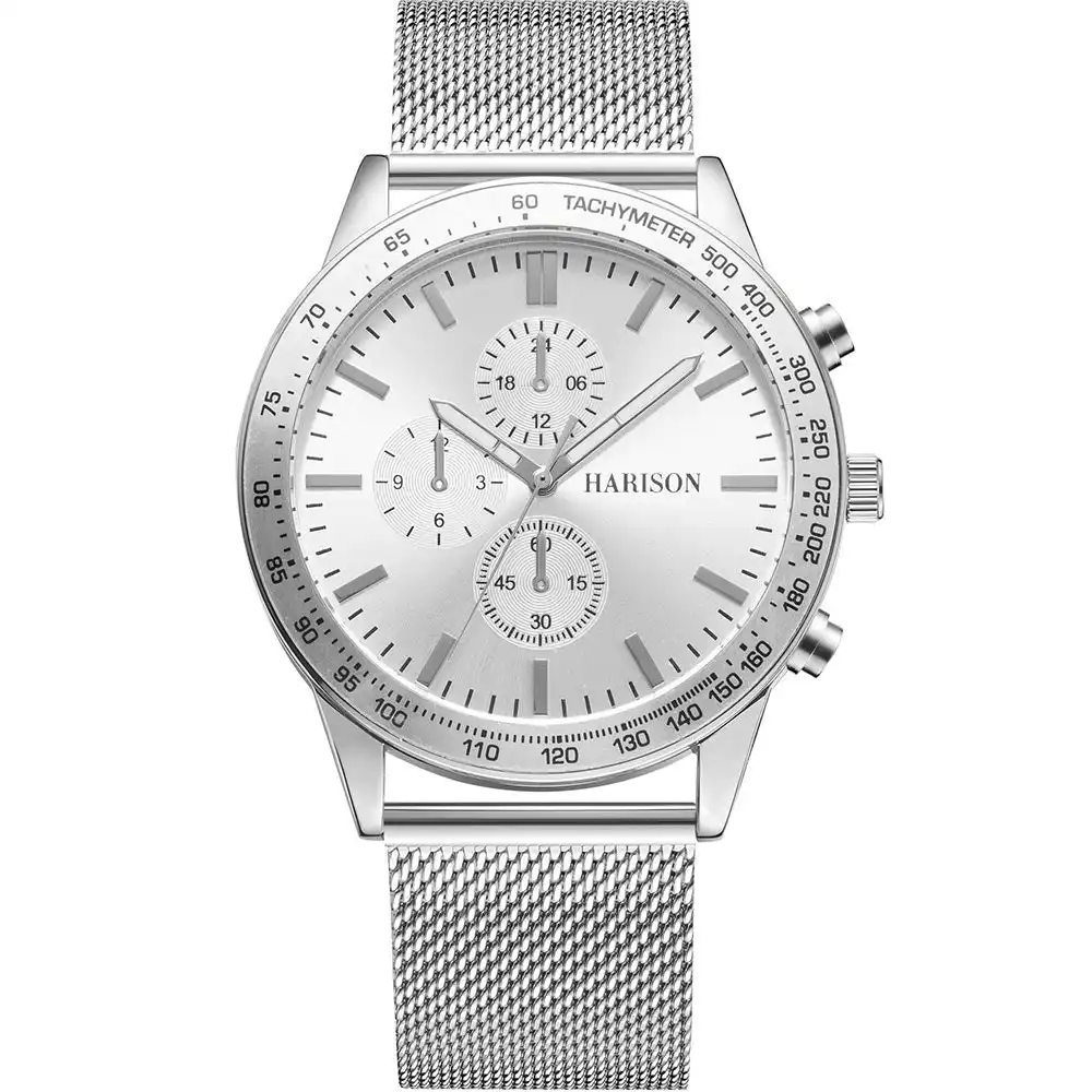 Harison Silver Stainless Steel Mesh Watch