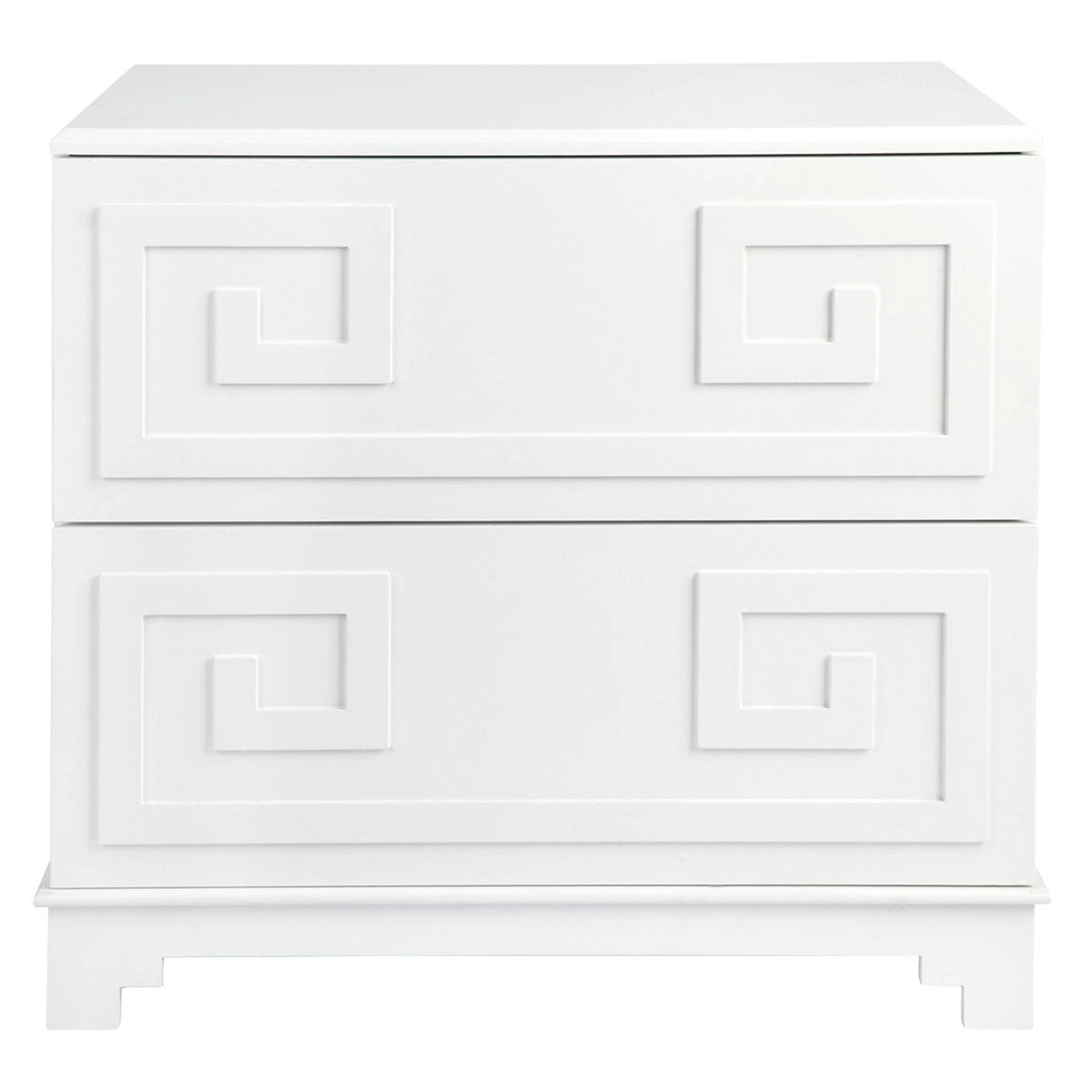 Greek Key Bedside Table - White